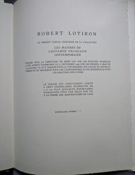 Dix estampes originales présentées par Jean ALAZARD.
Collection Maîtres de l'estampe française contemporaine.. LOTIRON (Robert)