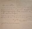 Lettre autographe signée à son cher Cottin.. MARBOT (Général Baron de).