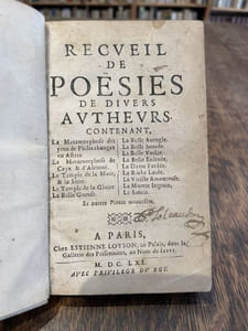 Recueil de poësies de divers autheurs... [Tome I] et Tome II.
