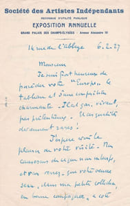 Trois lettres autographes signées adressées au peintre Pierre Monteret.