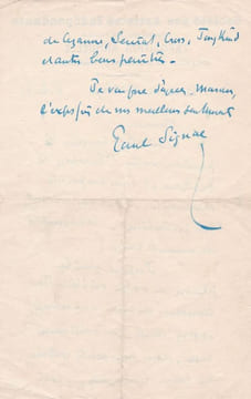 Trois lettres autographes signées adressées au peintre Pierre Monteret. . SIGNAC (Paul).