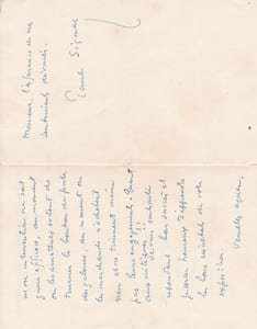 Trois lettres autographes signées adressées au peintre Pierre Monteret.