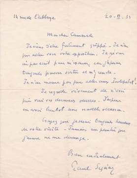 Trois lettres autographes signées adressées au peintre Pierre Monteret. . SIGNAC (Paul).