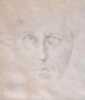 Portrait original à la mine d'argent sur parchemin (30 x 23 cm) contrecollé sur un double feuillet de papier Arches (format 38 x 32 cm) en tête duquel ...