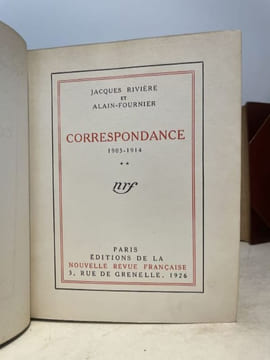 Correspondance (1905-1914).. RIVIERE (Jacques) et ALAIN-FOURNIER.