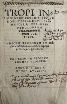 Tropi insigniores veteris atque Novi Testamenti... Indicem troporum in ordinem alphabeticum redactum, reperies lector in frontispicio libelli.. ...