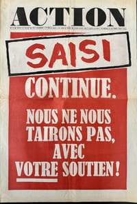 Action n° 23, mardi 23 juillet [1968] : Saisi, continue. Nous ne nous tairons pas, avec votre soutien !