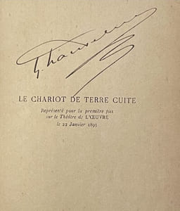 Le Chariot de terre cuite. Cinq actes d'après la pièce du théâtre indien attribuée au roi Soudraka.