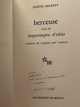 Berceuse. Suivi de Impromptu d'Ohio. Traduits de l'anglais par l'auteur.. BECKETT (Samuel).