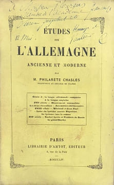 Etudes sur l'Allemagne, ancienne et moderne.. CHASLES (Philarète).