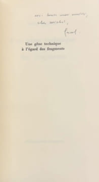 Une gêne technique à l'égard des fragments.. QUIGNARD (Pascal).