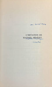 L'imitation de Mathieu Bénézet. Mélodrame (Dits et récits du mortel).