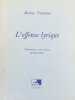 L'Offense lyrique. Présentation et texte français par Henri Deluy.. TSVETAIEVA (Marina).
