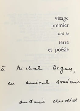 Visage premier. Suivi de Terre et Poésie.. CHEDID (Andrée).