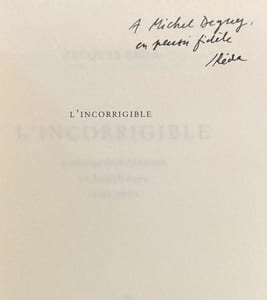 L'incorrigible. Poésies.