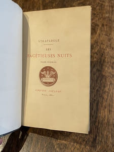 Les facétieuses nuits du Seigneur J.-F. Straparole, traduites par J. Louveau et P. de Larivey, publiées avec une préface et des notes par G. Brunet.