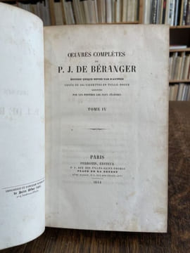 Oeuvres complètes. Édition unique revue par l'auteur, ornée de 104 vignettes en taille-douce dessinées par les peintres les plus célèbres. . BERANGER ...