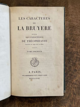 Les Caractères de La Bruyère suivis des Caractères de Théophraste traduits du grec par le même.. LA BRUYERE.