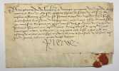 Quittance manuscrite sign&eacute;e pour la somme de vingt-quatre mille livres pour ses gages du gouvernement de Languedoc, ann&eacute;e 1498.. PIERRE II (Duc de ...