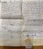 Obligation manuscrite sign&eacute;e du roi Ren&eacute;, donnant en gage le ch&acirc;teau de Chateaurenard en &eacute;change du pr&ecirc;t de 5.000 ducats d'or italiens vers&eacute;s par ...