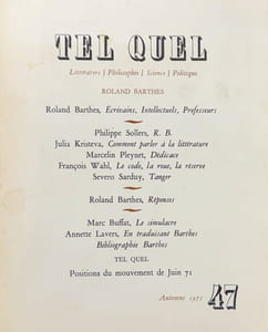 Roland Barthes. Tel Quel n° 47 (automne 1971).