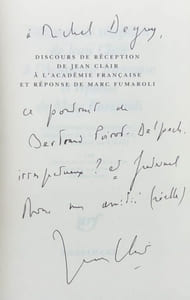 Discours de réception à l'Académie Française et réponse de Marc Fumaroli.