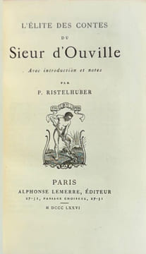 L'élite des contes. Avec introduction et notes par P. Ristelhuber.. OUVILLE (Sieur d').