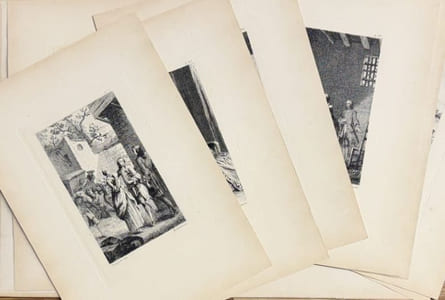 Eaux-fortes pour illustrer Manon Lescaut, d'après Gravelot et Pasquier, gravées par Louis Monziès.