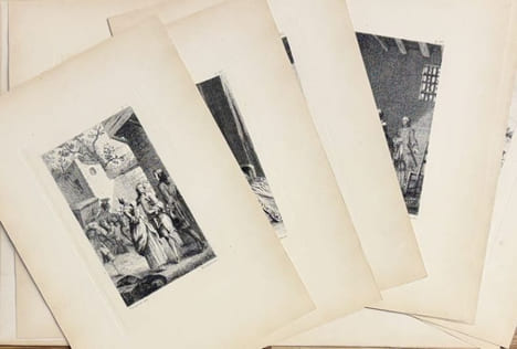 Eaux-fortes pour illustrer Manon Lescaut, d'après Gravelot et Pasquier, gravées par Louis Monziès.. GRAVELOT et PASQUIER]. PREVOST (Abbé).