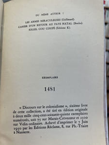 Discours sur le colonialisme.