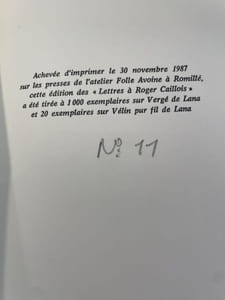 Lettres à Roger Caillois (4 août 1935 - 4 février 1959). Présentées et annotées par Jean-Pierre Le Bouler. Préface de Francis Marmande.