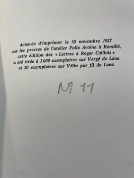 Lettres à Roger Caillois (4 août 1935 - 4 février 1959). Présentées et annotées par Jean-Pierre Le Bouler. Préface de Francis Marmande.. BATAILLE ...