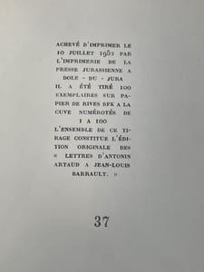 Lettres à Jean-Louis Barrault. Préface de Paul Arnold, notes d'André Frank.