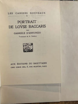 Portrait de Loÿse Baccaris. Traduction de A. Doderet.. ANNUNZIO (Gabriele d').