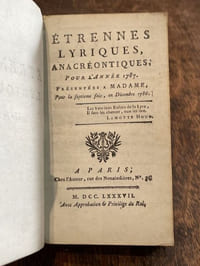 Etrennes lyriques anacréontiques pour l'année 1787.
