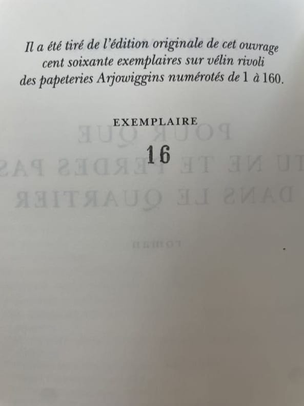 Velin Rivoli MODIANO (Patrick). - Pour que tu ne te perdes pas dans le quartier.