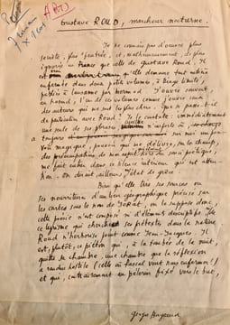 Manuscrit autographe signé,  "Gustave Roud, marcheur nocturne".. ROUD]. BORGEAUD (Georges).