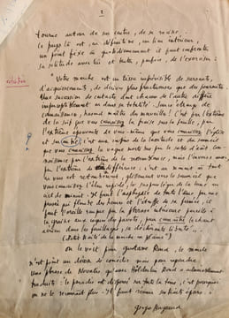 Manuscrit autographe signé,  "Gustave Roud, marcheur nocturne".. ROUD]. BORGEAUD (Georges).