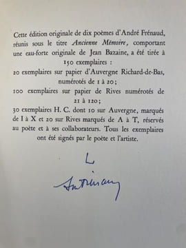 Ancienne mémoire.. FRENAUD (André).