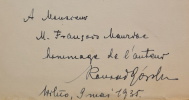 François Mauriac. Studjum literackie.. GORSKI (Konrad), MAURIAC (François).