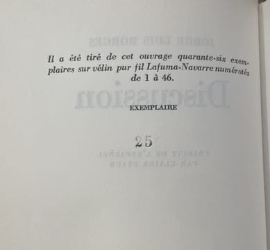 Discussion. Traduit de l'espagnol par Claire Staub.. BORGES (Jorge Luis).