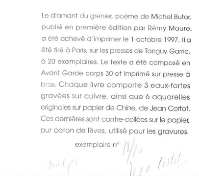 Le diamant du grenier.. BUTOR (Michel).