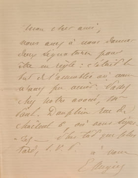 Deux billets autographes signés adressés [à Jules Claretie].. AUGIER (Emile).