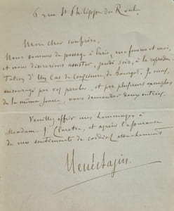 Billet autographe signé adressé à Jules Claretie.