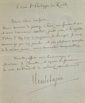 Billet autographe signé adressé à Jules Claretie. . BAZIN (René).