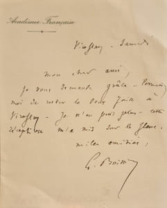 Billet autographe signé adressé à Jules Claretie.