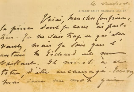 Une carte autographe signée adressée à Jules Claretie.