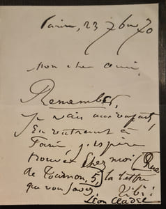 Billet autographe signé adressé à Jules Claretie.