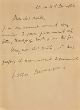 Carte-lettre autographe signée adressée à Jules Claretie. . DUVERNOIS (Henri).