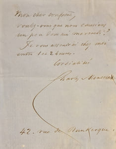 Billet autographe signée adressé à Jules Claretie. 